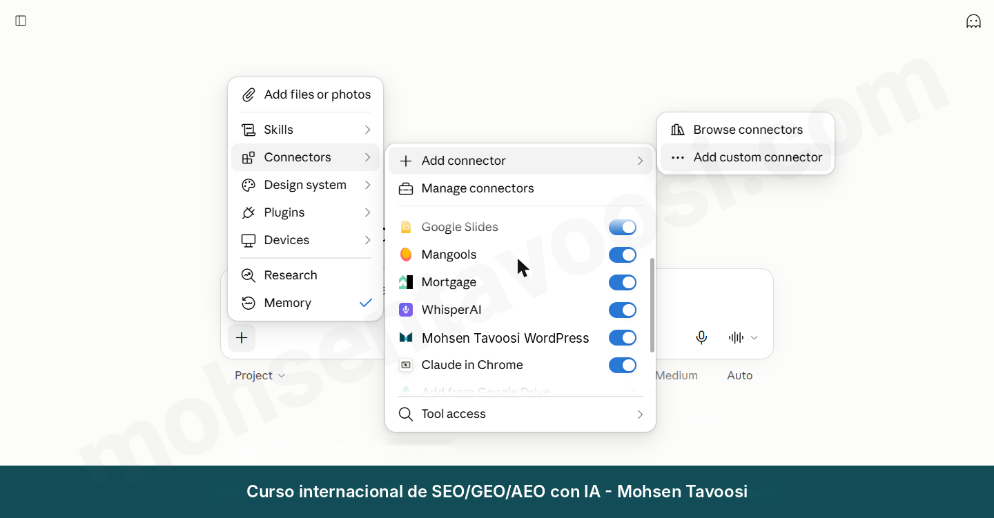 Cómo añadir un conector desde el propio chat de Claude