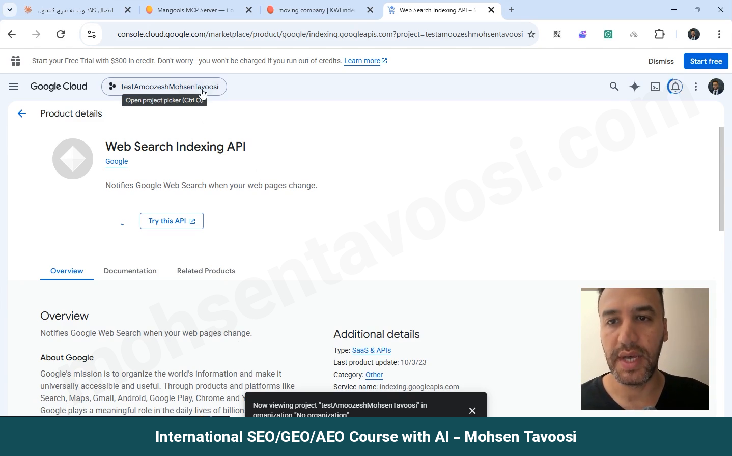 صفحه Web Search Indexing API