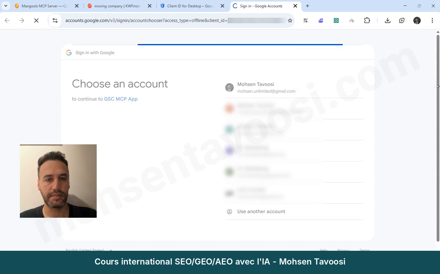 Choix du compte Google