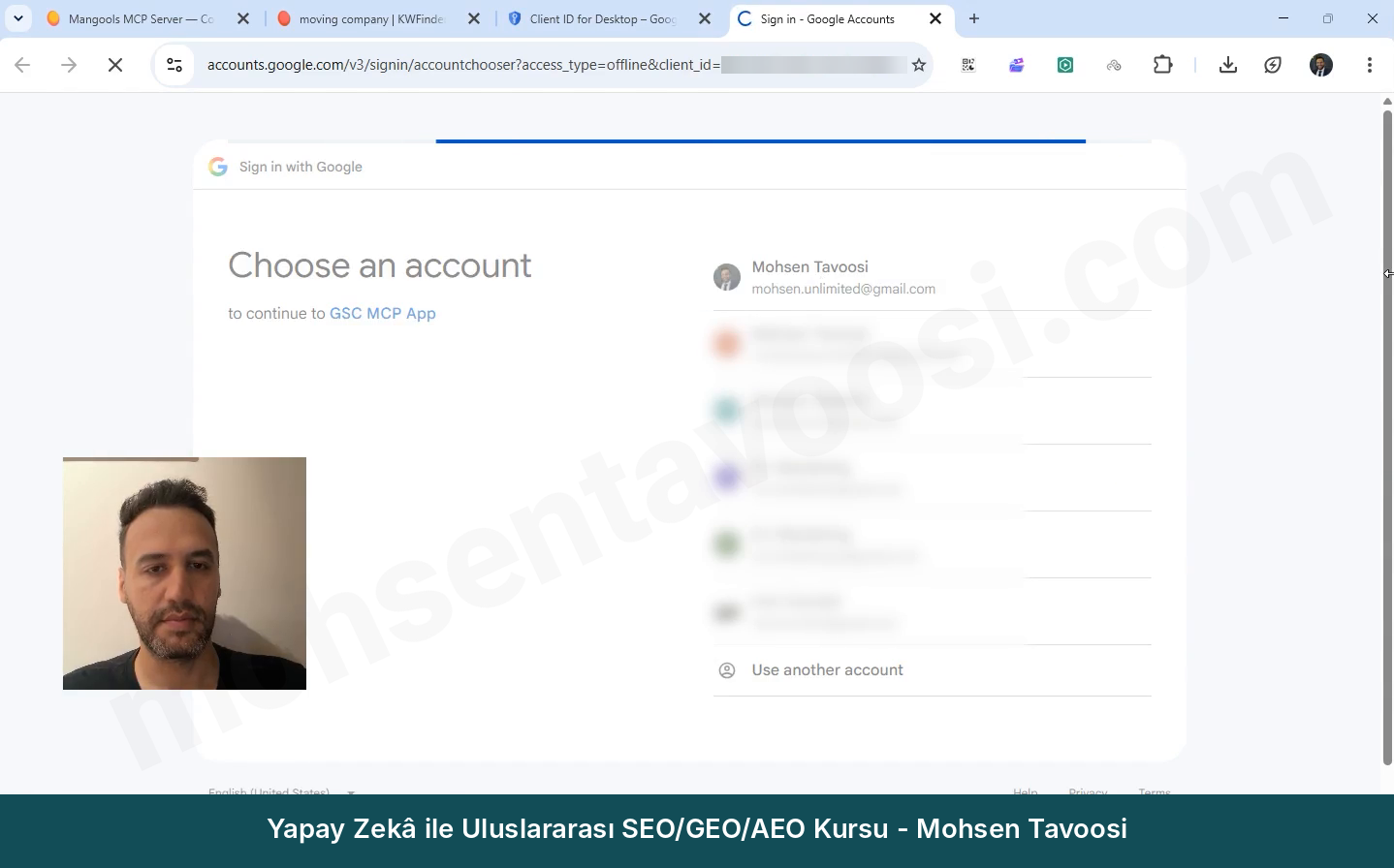 Google hesabı seçimi